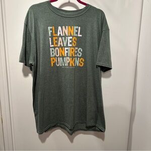 Fall Bella Canvas Green Short Sleeve Tee with Multicolor Text